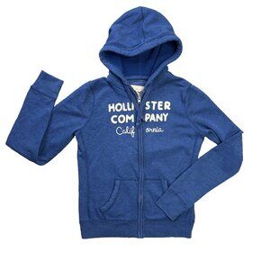 Hollister Hoodie Womens Large L Blue Full Zip Hoodie Sweatshirt Vintage Y2K
